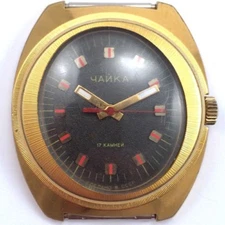 Vintage Soviet CHAIKA GOLD Plated Oval windup watch USSR 2609 *US SELLER* #825
