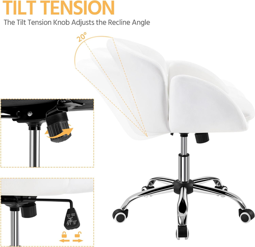 Cute Desk Chair for Home Office, Adjustable Vanity Chair Modern Upholstered Chai - Picture 6 of 9