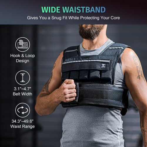 ZELUS 45lb Weighted Vest with Iron 20 Weights Adjustable Weight Vest for Men - Picture 9 of 10