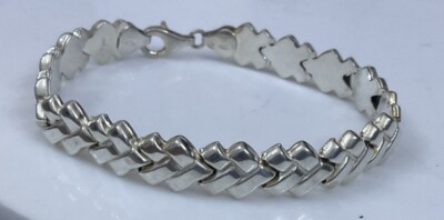 VINTAGE HM HALLMARKED SOLID STERLING SILVER 925 PLAIT PLAITED CHAIN BRACELET