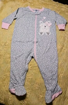NEW BABY 3-6 MONTHS GERBER FOOTED ONESIE OUTFIT GRAY AND PINK SLEEPWEAR 
