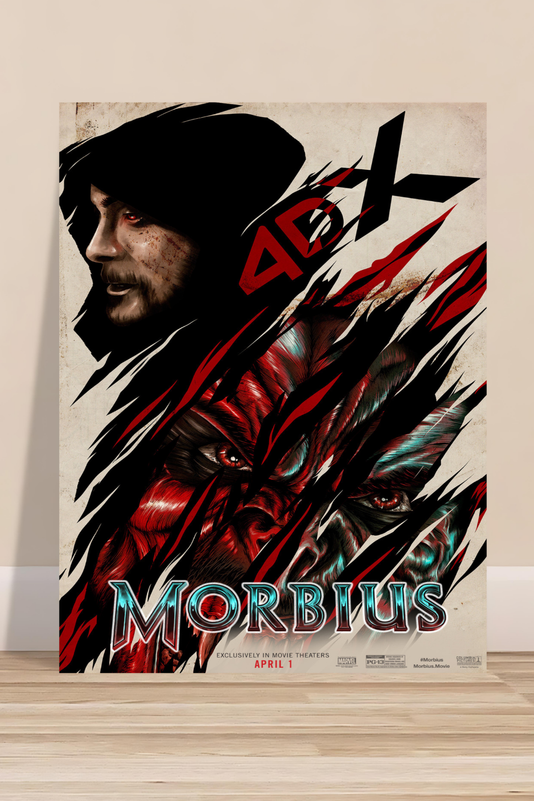 Morbius Vampire Horror Movie Poster Featuring Dr Michael Morbius and Adria Arjona