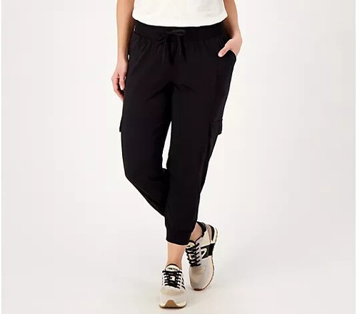 AnyBody Lounge Cozy Knit Cropped Cargo Jogginghose Jet Black XX-Small A567000