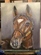 Oil Painting On Board Frankel  Portrait Horse ,racing,equine