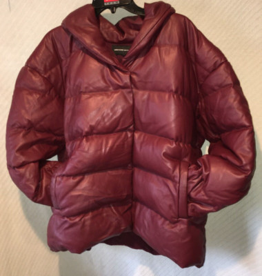Ladies Size XL Something Navy Dark Red Down Puffer Button Up Heavy Winter Coat