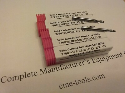 5pcs 7/64'' Carbide Ball End Mill , 2flt single ball 1006-B2F-764