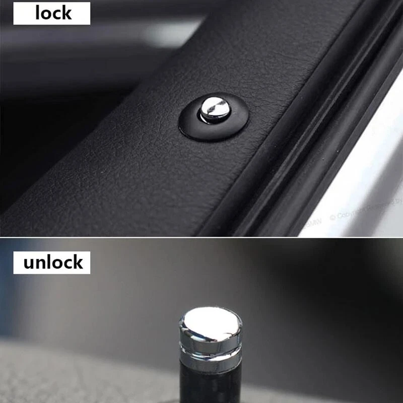 For BMW Benz 4PCS Carbon Inner Door Bolt Lock Down Cover Trim Button Screw Knob - Image 4 of 4
