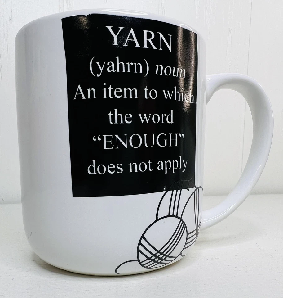 Taza de té de café Lenny barro taza hilo sustantivo suficiente regalo artesano coser ganchillo edredón EE. UU. Foto 4 de 4