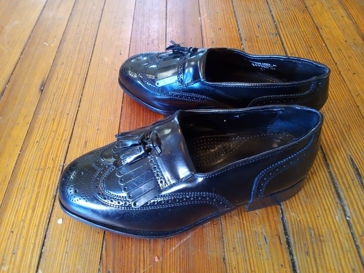 11 3E‎ WIDE WIDTH Florsheim Mens Lexington Black Leather Wingtip Loafers Shoes Men main image 3