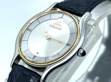 Near MINT SEIKO Credor Quartz Ladies Watch Silver Dial 18KT Gold Bezel 8420-0150