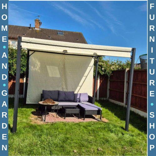 Large Metal Garden Pergola 3x3m Retractable Sun Shade Patio Garden Gazebo Canopy - Picture 15 of 22