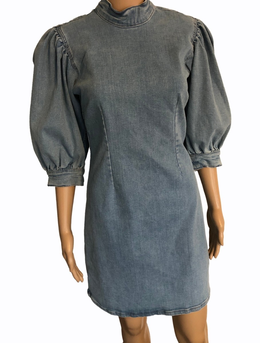 ganni denim mini dress GANNI Blue Denim Mini Dress