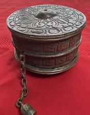 ANTQ Tibetan Buddhist Handheld Prayer Wheel Brass Copper Mantra Scroll No handle