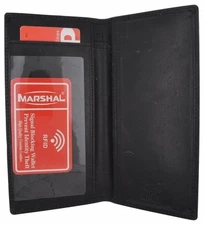 RFID Blocking Hand Crafted Hunter Genuine Leather Checkbook Cover Simple