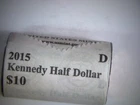 2015-D  Kennedy Half Dollar  Mint Wrapped Roll 20 BU Half Dollar coins,,,,,,,,,,