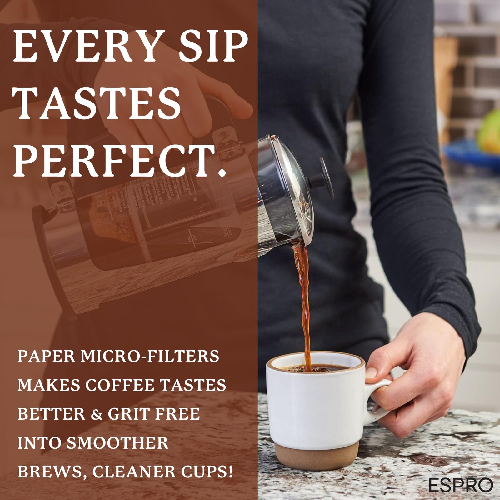 100 Count Coffee Paper Filters - for Coffee French Press, P3/P5/P6/P7, 18 Ounce