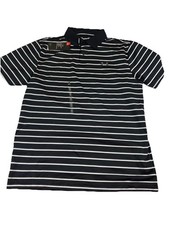 Under Armour Men  s M Performance Golf Polo Shirt Black White Stripe UA HeatGear