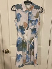 Calvin Klein Short White Flowers Dress Size 6