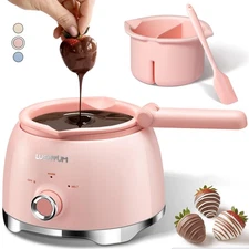 LUSHYUM Chocolate Melting Pot Candy Melts Melter with 2 Insert Pots and Spatu...