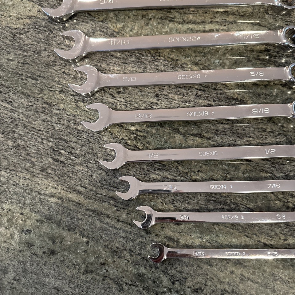 snap on soex710 10 pc 12 point sae flank drive plus combination wrench ...