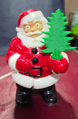 Vintage Royalite Royal Electric Light Up 7  Hard Plastic Santa Claus  Blowmold