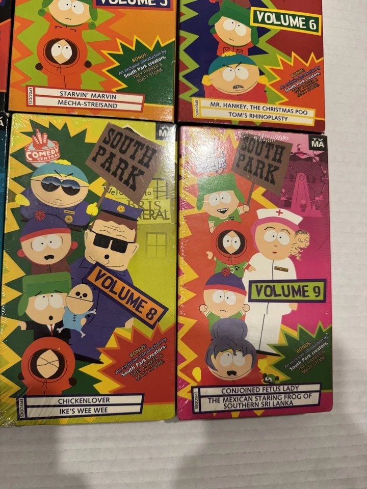 South Park Volume 1 - 9 Complete VHS Set Video Cassettes Tapes Sealed Vol 8 & 9 - Image 3 of 4