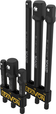 LEXIVON Stecknuss Adapter Bit Set (6 Teiliges 7.5+15Cm Lang) 6.35 | 9.5 | 12.7Mm