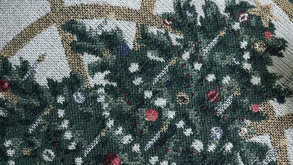 Newport Christmas Tree Green Tapestry Throw Pillow Holiday Decorations 17x17” - Image 3 of 4