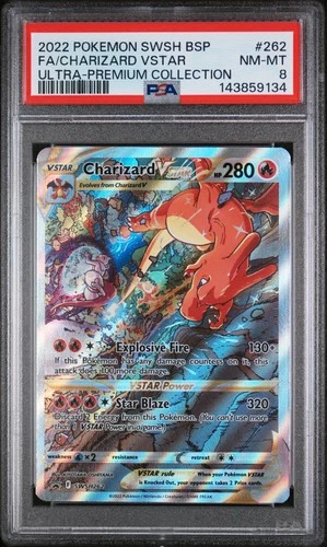 2022 POKEMON SWSH BLACK STAR PROMO #262 FULL ART/CHARIZARD VSTAR PSA 8