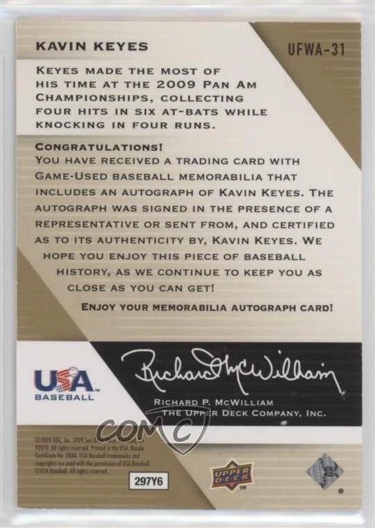 2009 Upper Deck Signature Stars USA Future Watch Jersey /899 Kavin Keyes Auto - Image 2 of 2
