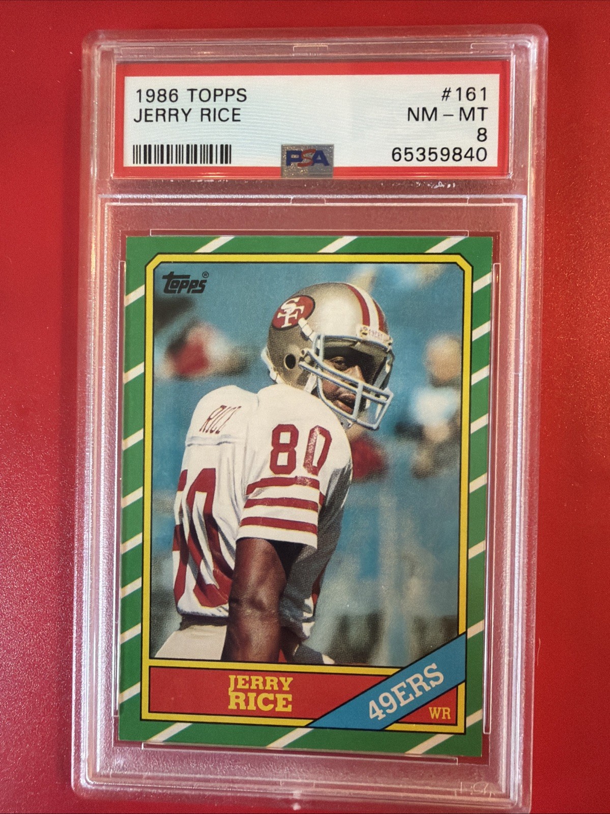 1986 Topps Jerry Rice #161 C Copyright Line RC Rookie PSA 8 NM-MT 49ers