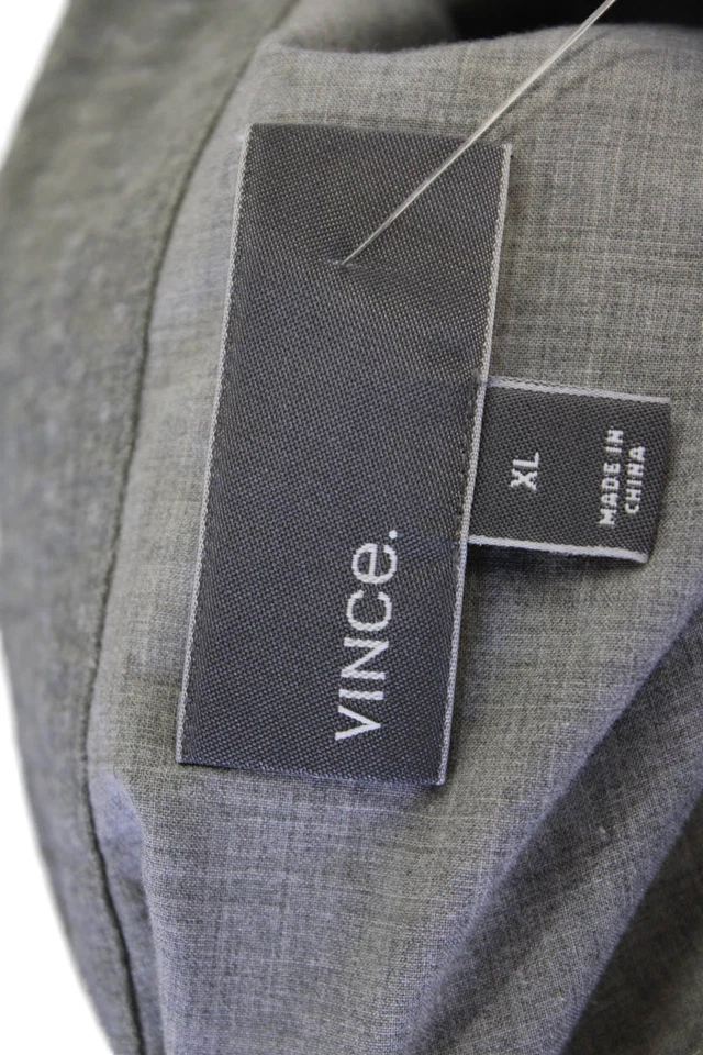 Camisa de vestir Vince para hombre con cuello estampado manga larga con botones gris talla XL Foto 4 de 4