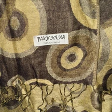 PASHMINA GOLD BROWN  CIRCLE SCARF/SHAWL FRINGE