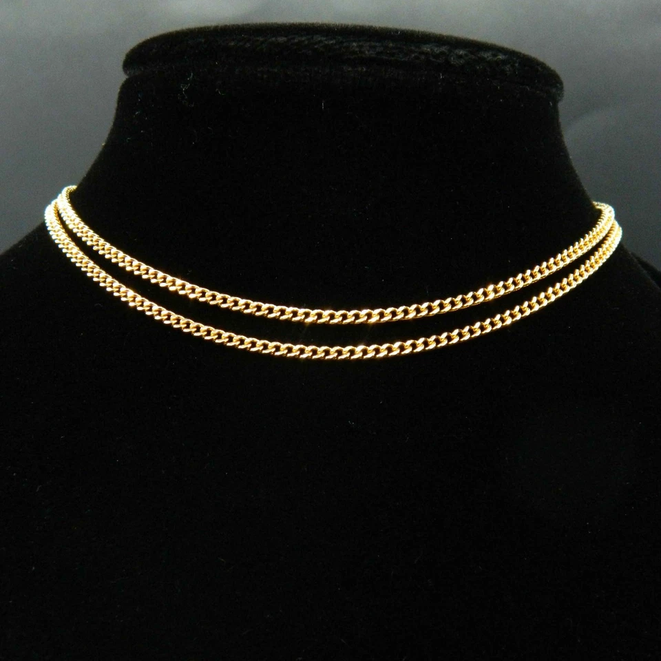 O930- Chaîne Or jaune 18k-Maille Gourmette Plate de 2,06 x 2,53 mm- 48cm de long