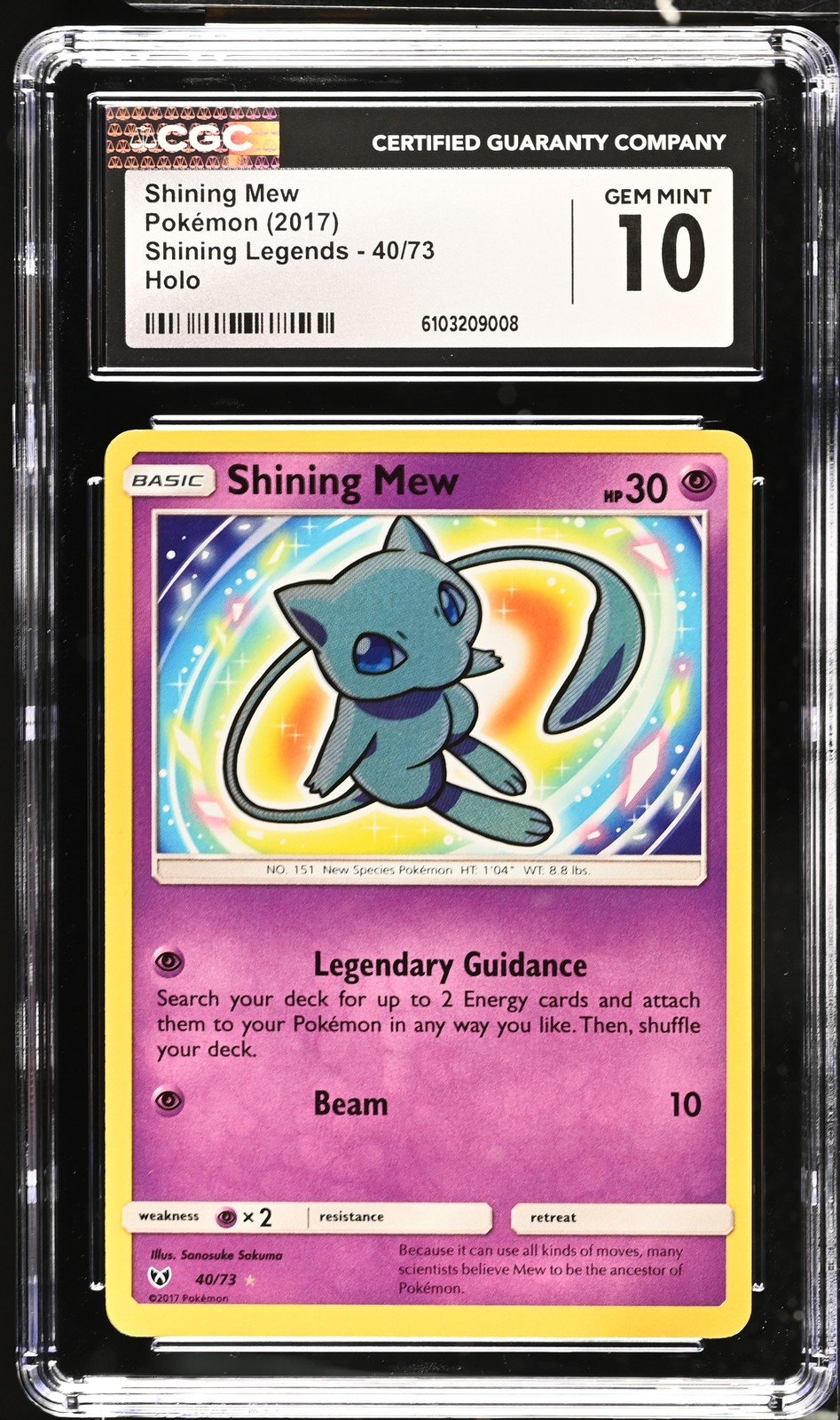 CGC 10 Shining Mew 40/73 Holo Shining Legends Pokémon Card