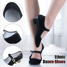 Womens Dance Shoes Ethnic Dance Training Shoe Performance Low Heels Black