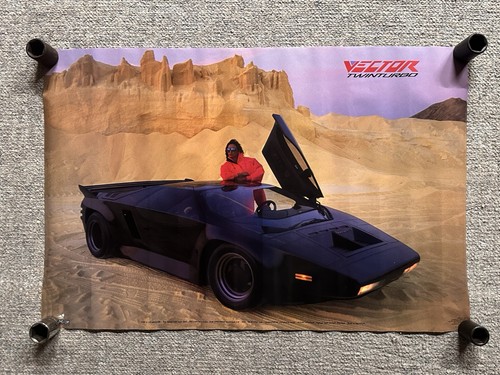 Original Vector Twin Turbo Super Car Poster "Sand" 21"x32" NOS RARE