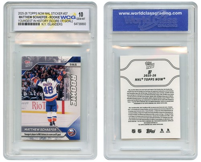 #ad 2025 Topps Now NHL MATTHEW SCHAEFER Youngest OT Goal ROOKIE #37 GEM MINT 10 $34.95