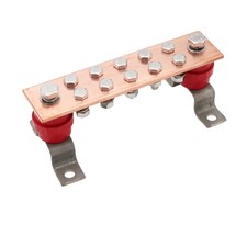 Wall Mounted Copper Ground Bar Kit with 10 Terminal Positions Copper Grounding