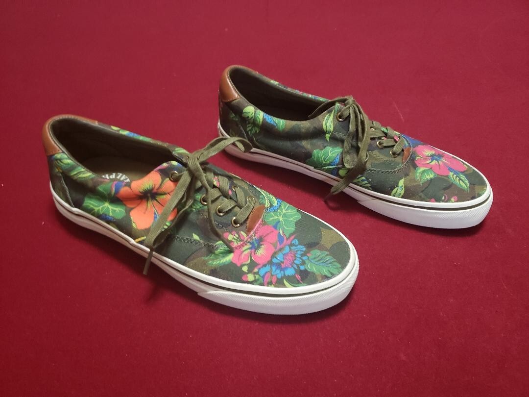 Scarpe da ginnastica Polo Ralph Lauren da uomo taglia 9 5 M tela floreale Keaton pony