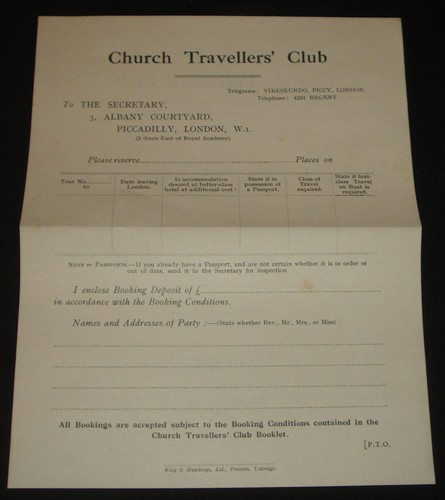 VINTAGE 1920s CHURCH TRAVELLERS CLUB HANDBOOK EUROPEAN TOURS PRICE LIST & INFO - Picture 6 of 6