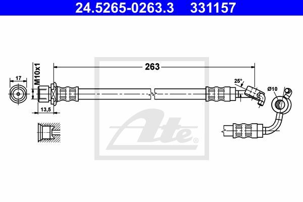 Flexible de frein de remplacement Toyota Hiace V autobus moteur 2.5 D-4D