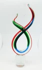 VTG MURANO STYLE GLASS HAND BLOWN ART GLASS RED GREEN BLUE SWIRL TAURUS 16.5 in