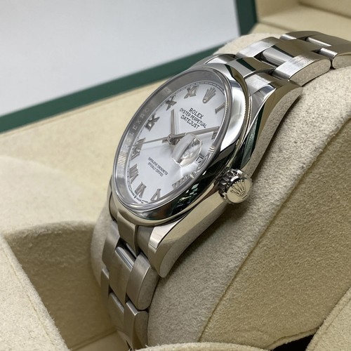 Rolex Datejust 36mm Acier Inoxydable Blanc Romain Cadran Automatique Montre - Photo 4 sur 8