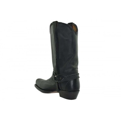 Loblan 548 Black Waxy Leather Mens Cowboy Boots Western Biker Square Chisel  Toe | eBay