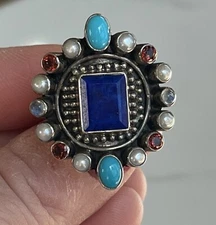 Limited RAJ Collection Nicky Butler Lapis Lazuli Sterling Silver Ring ~ Sz 8