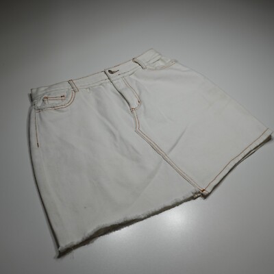 Emory Park Skirt Womens Large White Denim Cut Off Five-Pocket Cotton 17'' Short