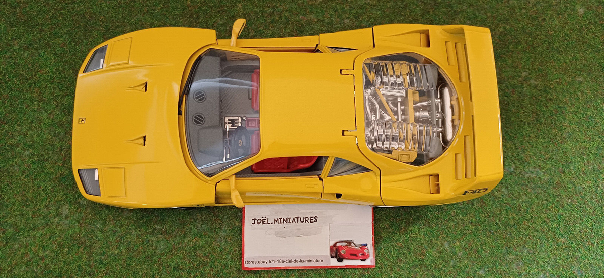 FERRARI F40 1987 jaune 1/18 BURAGO MADE IN ITALY voiture miniature de