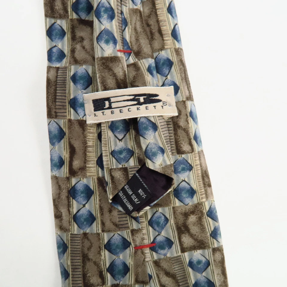 J.T. Corbata Beckett azul marrón oro geométrica abstracta para hombre 56"x3,5" diamante Foto 3 de 4