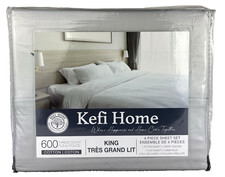 Kefi Home KING Sheet Set Luxury Feel 600 Thread Count Cotton Soft Gray